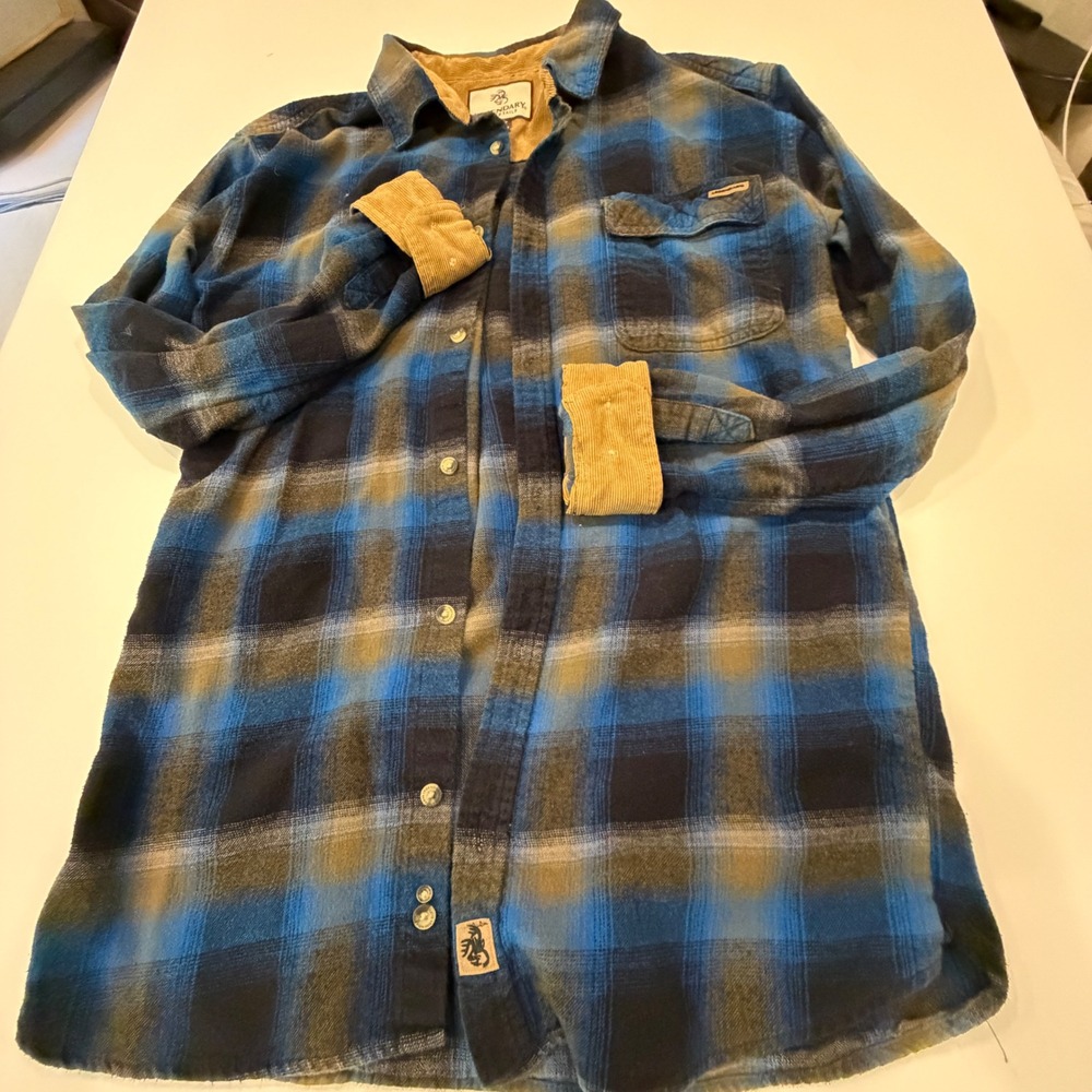 Legendary Whitetails Blue Plaid Flannel Shirt Corduroy Trim Slim Tall XLT